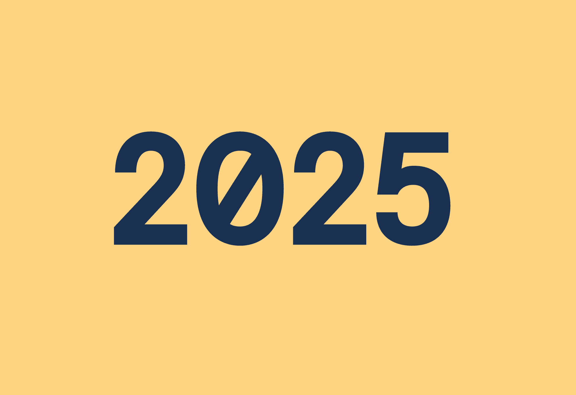En gul platta med årtalet 2025 i blått.